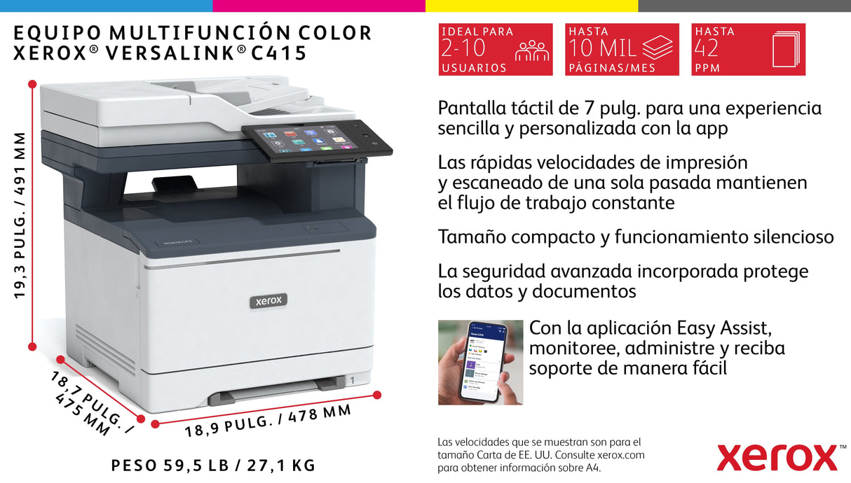 Versalink C415 A4 40ppm Mfp - Ps3 Pcl5e/6 2 Trays 251 Sheets