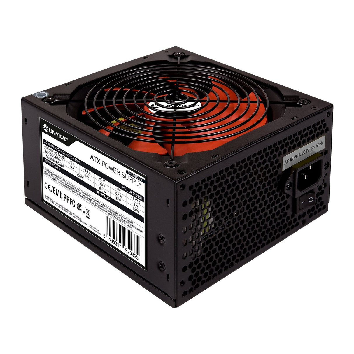 Fuente De Alimentacion  Unykach Atx 550w Gaming 550w Atx 2.3 - Ppfc - Ventilador 140mm