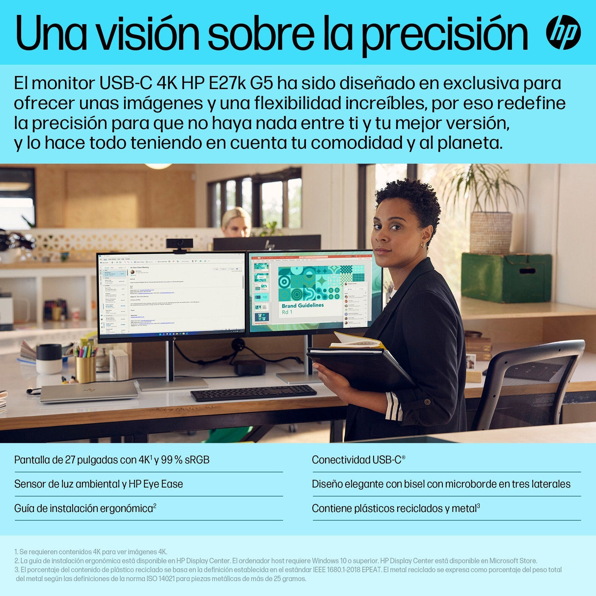 EAN 0196786294556 - HP E-Series E27k G5 4K USB-C Monitor pantalla para PC 68,6 cm (27") 3840 x 2160 Pixeles 4K Ultra HD LCD N imagen 10