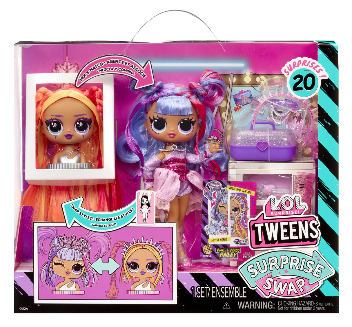 Muñeca Mga Entretenimiento L.O.L.  Buns-2-Trenzas Bailey, 591757