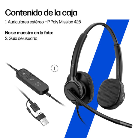 EAN 0199896046411 - HP Poly Mission 415 Monaural USB Wired Headset Negro imagen 9