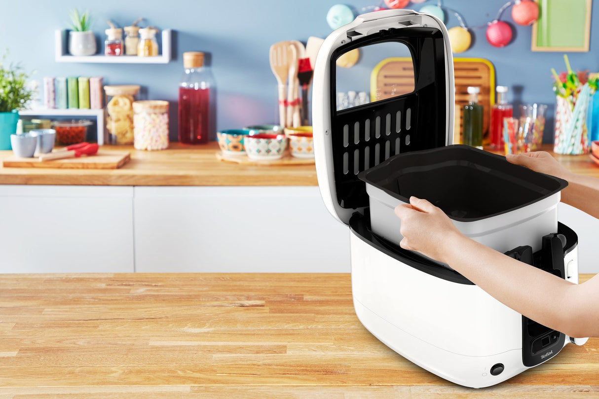 Freidora Tefal Super Uno Fr3140,  Blanco/Negro, Con Temporizador Fr3140