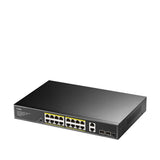 Switch Cudy 20 Puertos - Capacidad Conmutacion 40gbps - 16x Rj45 Poe+ - 2x Rj45 Gbe - 2x Gigabit Sfp - Reinicio