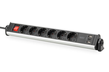 EAN 4016032487012 - Digitus DA-70624 base múltiple 1,5 m 6 salidas AC Interior Negro, Plata imagen 1