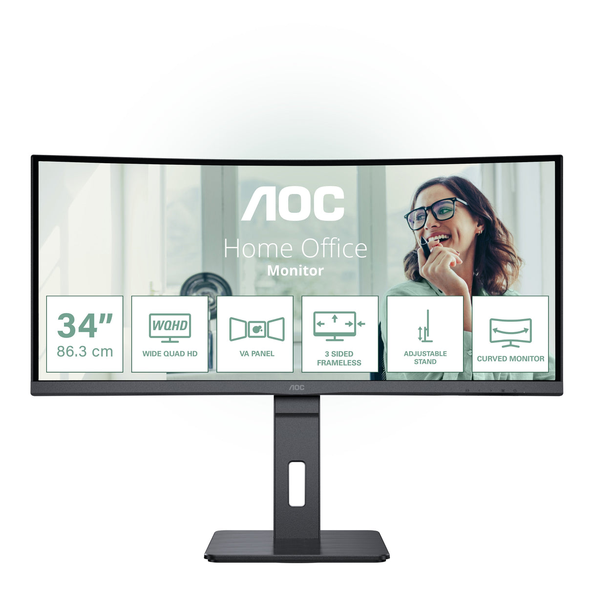 Monitor Aoc 86 0cm 34" Cu34p3cv 21:09 Hdmi+Dp+Usb-C Va Curved Retail