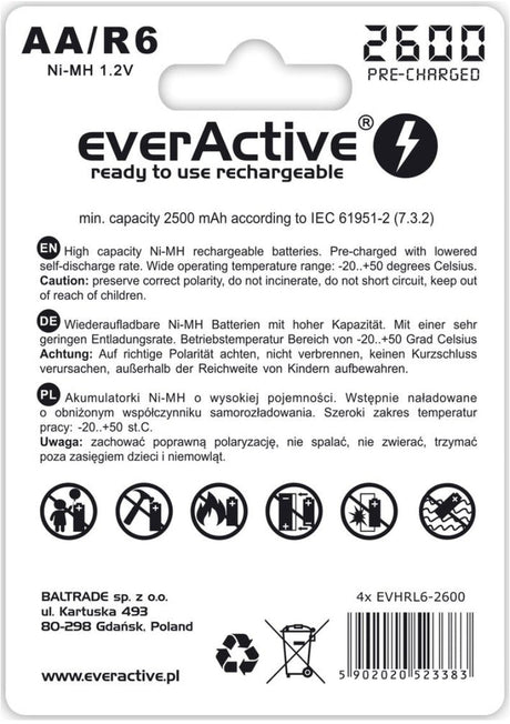 EAN 5902020523383 - Everactive EVHRL6-2600 pila doméstica Batería recargable Níquel-metal hidruro (NiMH) imagen 2