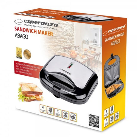 EAN 5901299954843 - Esperanza ASIAGO sandwichera 1000 W Negro, Blanco imagen 3