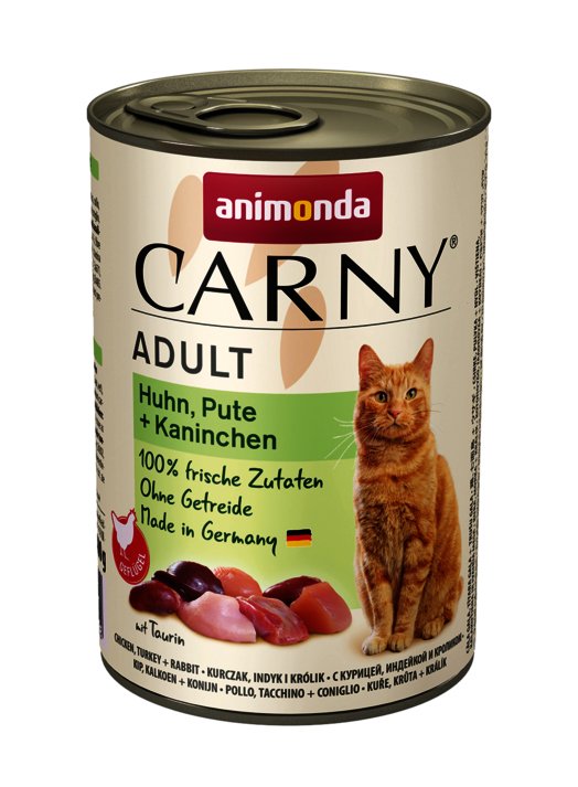 Animonda Carny Adult Sabor: Pollo, Pavo, Conejo - Comida Húmeda Para Gatos - 400g
