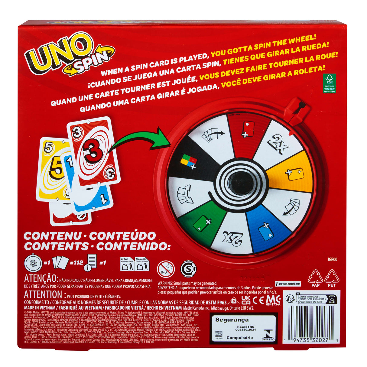 Mattel Games Uno Spin, Juegos De Cartas