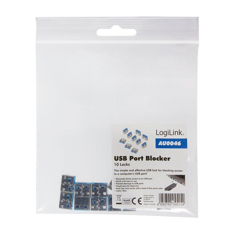 Logilink Au0046 Usb Port De Blocker Candado Para Puertos Usb 10x Locks