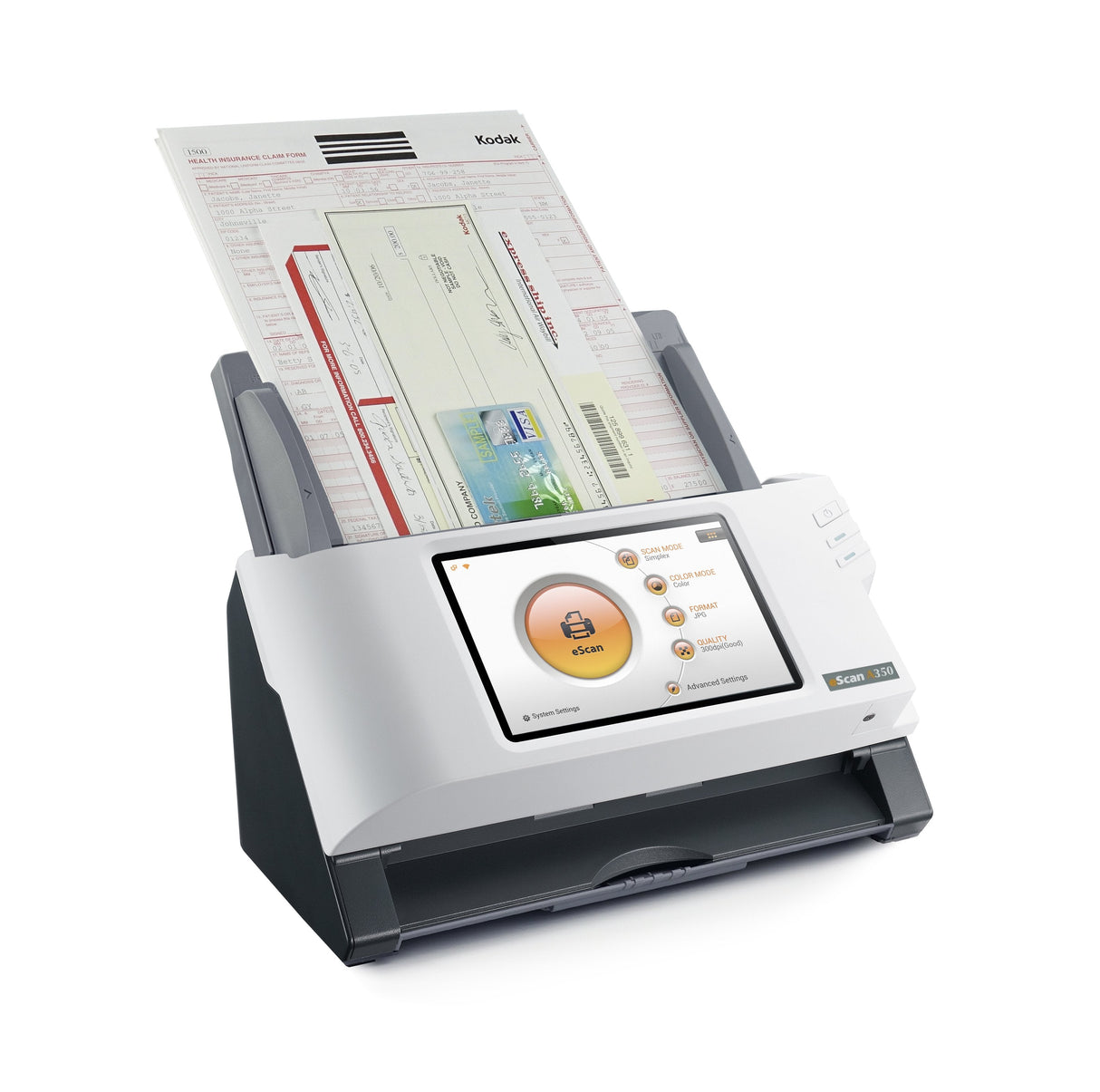 Plustek Escan A350 Essential 600 X 600 Dpi Escáner Con Alimentador Automático De Documentos (Adf) Negro, Blanco A4