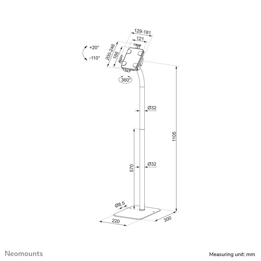 Neomounts By Newstar Soporte De Suelo Para Tablet 100x100 Mm 1kg 7.9-11''  Negro