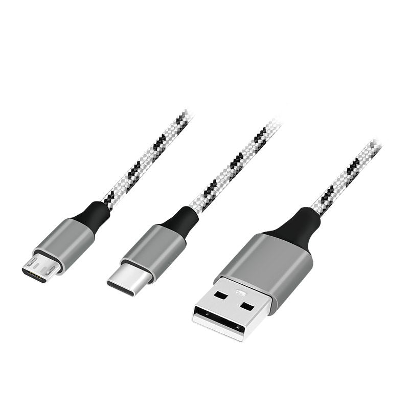 Kabel Usb2.0 A/M Do Micro Usb + Usb-C, 1.2m
