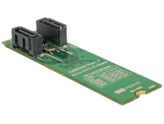 Delock 62961 Convertidor M.2 Clave B+M Macho > 2 X Sata 7 Pines Macho Con Raid