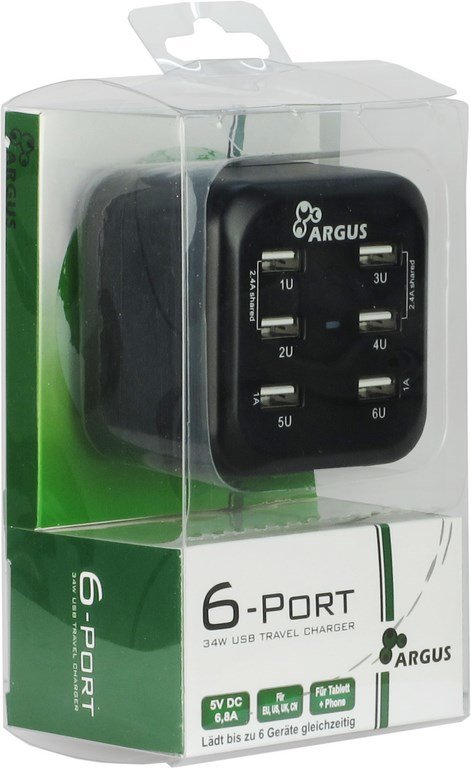 Inter-Tech Cargador Argus Ls-6us 80mm Usb 5v Toma De Corriente