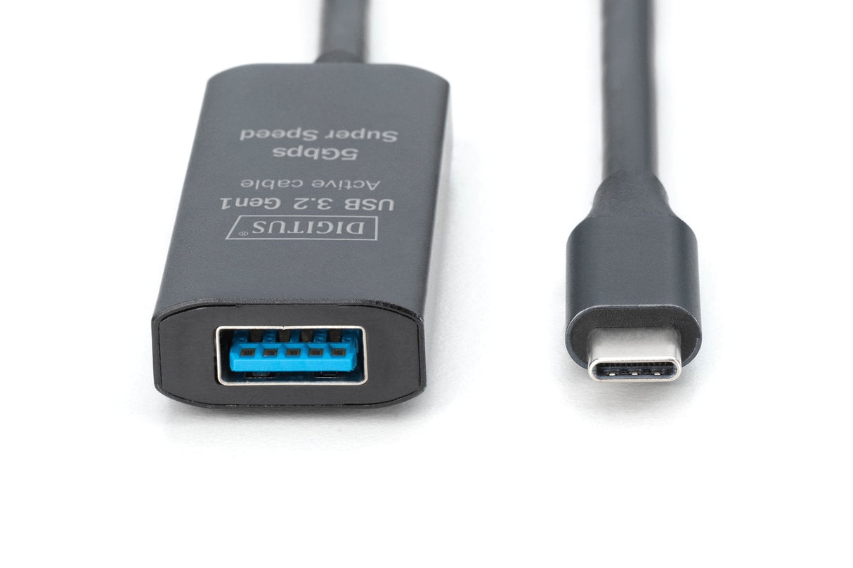 Digitus Active Usb 3.2 Gen1 5g Extension Cable, Usb-C - Usb-A, 10 M, Black