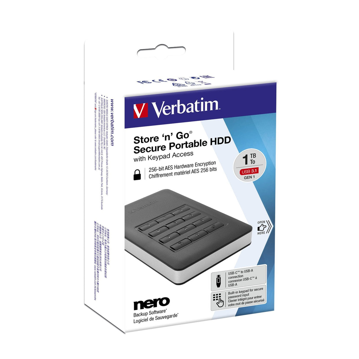 Verbatim Hdd More´N´Go Secure Portable Usb 3.1 2tb Negro