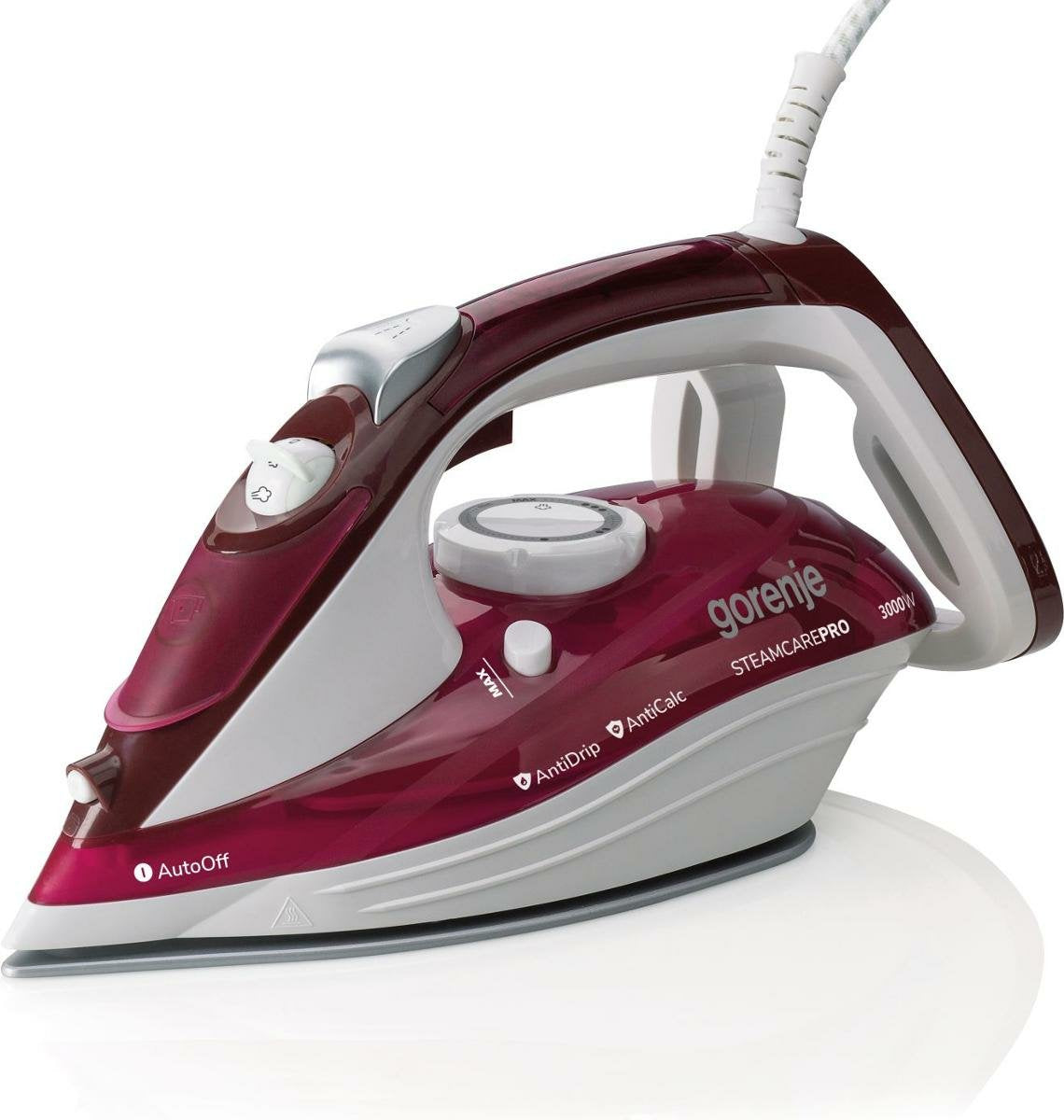 Plancha De Vapor Gorenje Sih3000rbc Plancha De Vapor, 3000 W, Capacidad Del Depã³sito De Agua 350 Ml, Vapor Continuo 40 G/Min, Rojo/Blanco