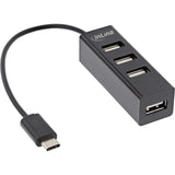 Inline® Usb 2.0, 4-Port Hub, Usb-C Macho A 4x Usb-A Female, Black, 15cm, Slim Design