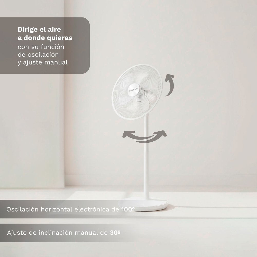 Ventilador De Pie Grunkel Fs-14pr 30w 7 Aspas 35cm 12 Velocidades