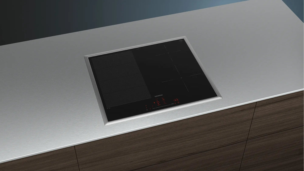 Siemens Ex645hec1e Iq700, Placa De Cocina Independiente Negra/Acero Inoxidable, 60 Cm, Home Connect Ex645hec1e