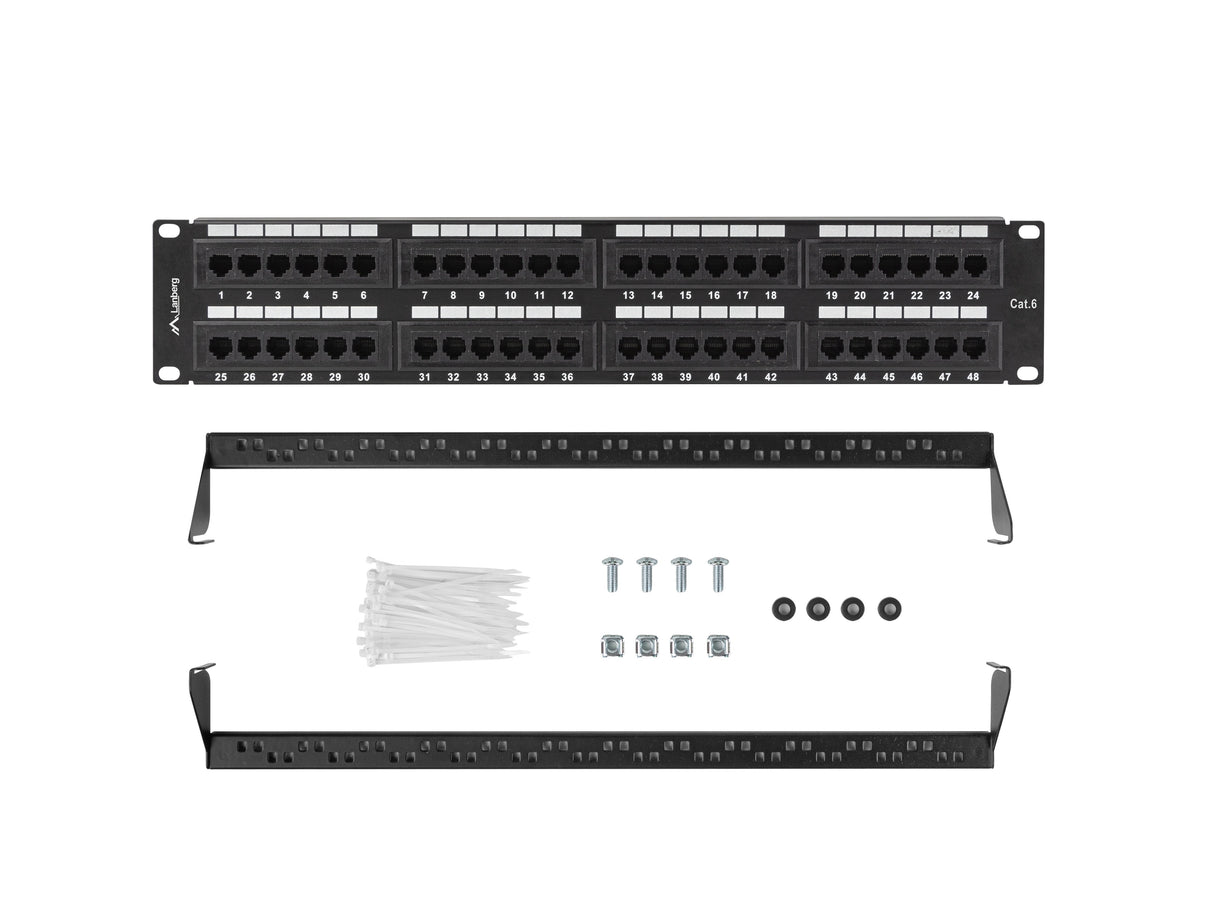 Patch Panel Lanberg 48 Puertos 2u 19? Cat.6 Negro