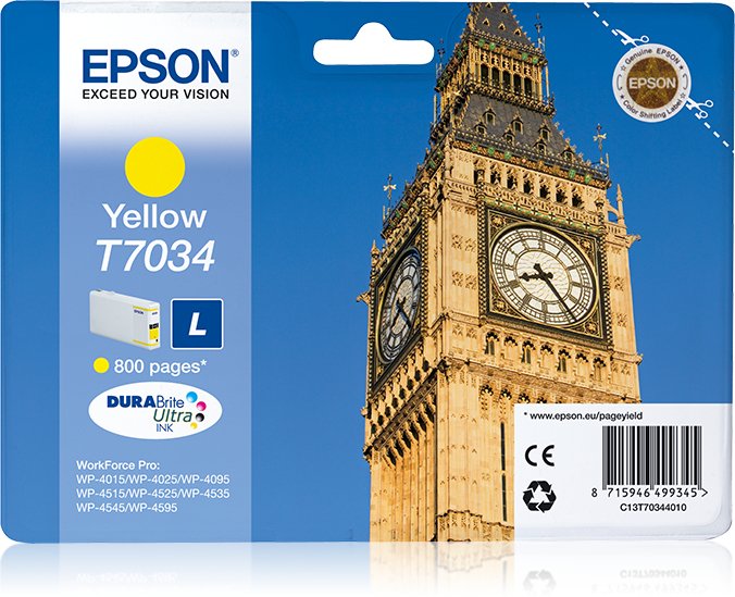Tinta Original Epson T7034 Tamaño L Amarillo