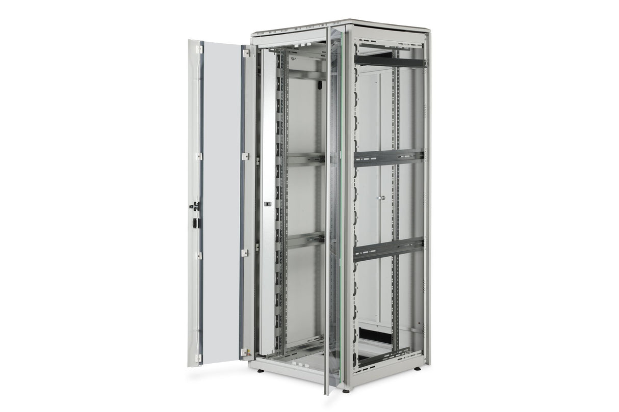 Armario De Red De 42ua Unique, 2053x800x800 Mm Puerta Frontal Acristalada Dos Hojas, Gris