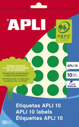 Apli Etiquetas Adhesivas Circulares Ø19mm Escritura Manual 40 X 8h Verde