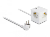 Delock Steckdosenwürfel Mit Verlängerungscable 3-Fach Mit Kindersicherung Und Usb Cargador, 1,5 M Cable, Weiss