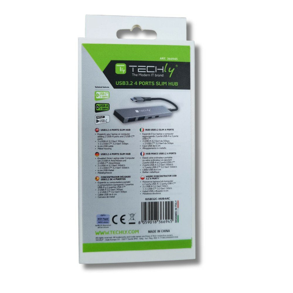 Techly Hub Usb 4p. 2usb 3.2-2usb-C
