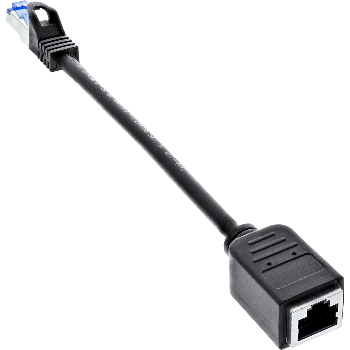 Extensión De Cable De Red  Inline, Protector Rj45, S/Ftp (Pimf), Cat.6a, Libre De Halógenos, Cobre, Negro, 0,2 M