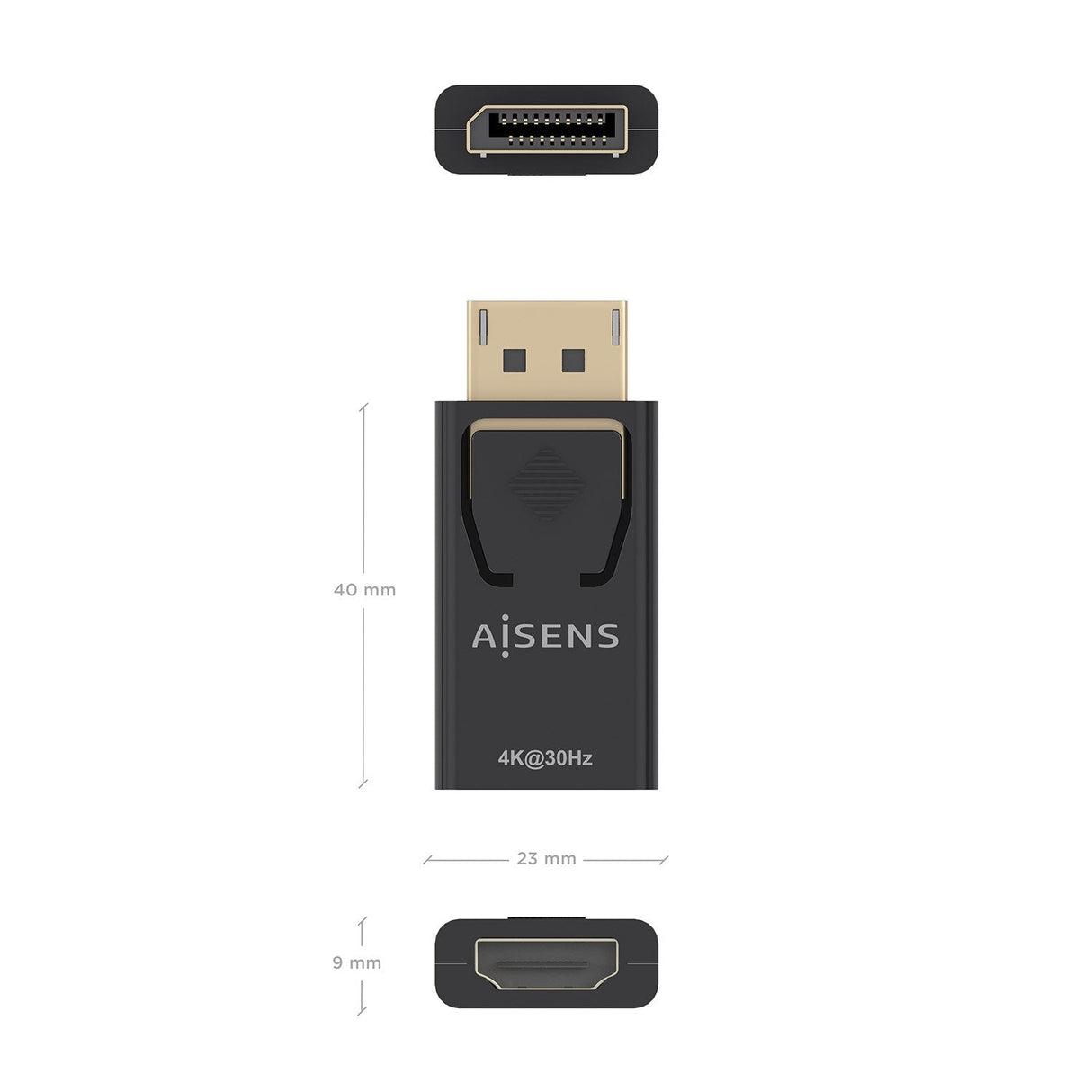 Aisens Conversor Displayport A Hdmi 4k@30hz, Dp/M-Hdmi/H, Negro