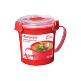 Sistema Recipiente Para Microondas, Adecuado Para Sopas, Guisos, Fideos Y Bebidas Calientes, Mediano, 656 Ml, Rojo/Transparente