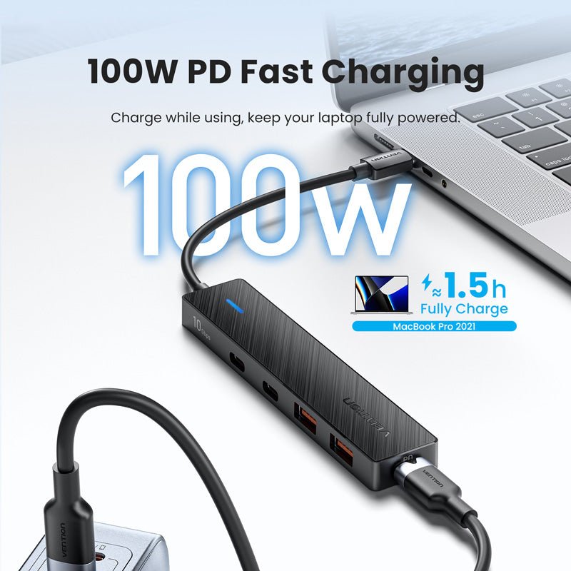 Hub Usb Tipo-C 3.2 Vention Ckdbb 2xusb 2xusb Tipo-C 1xusb Tipo-C Pd