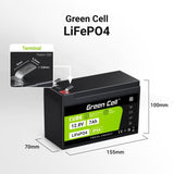 Green Cell Lfpgc12v7ah Cube Batería Lifepo4 7ah 12.8v 89.6wh Litio-Hierro-Fosfato Para Fuentes De Alimentación Ups, Monitoreo De Seguridad