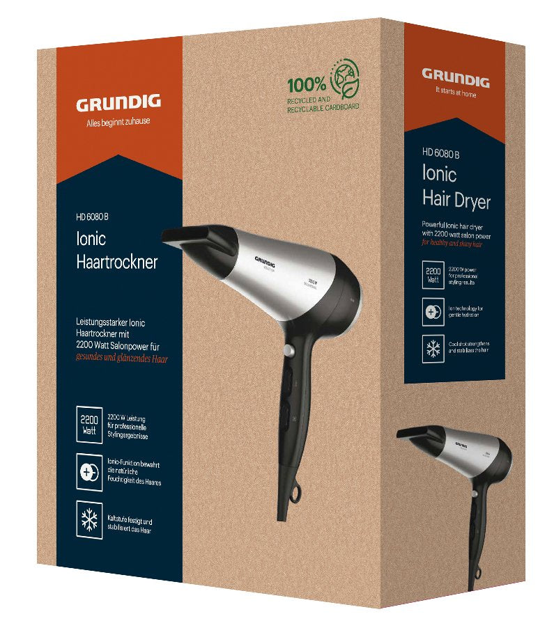 Secador Grundig Hd 6080 B  2200 W Negro, Plata