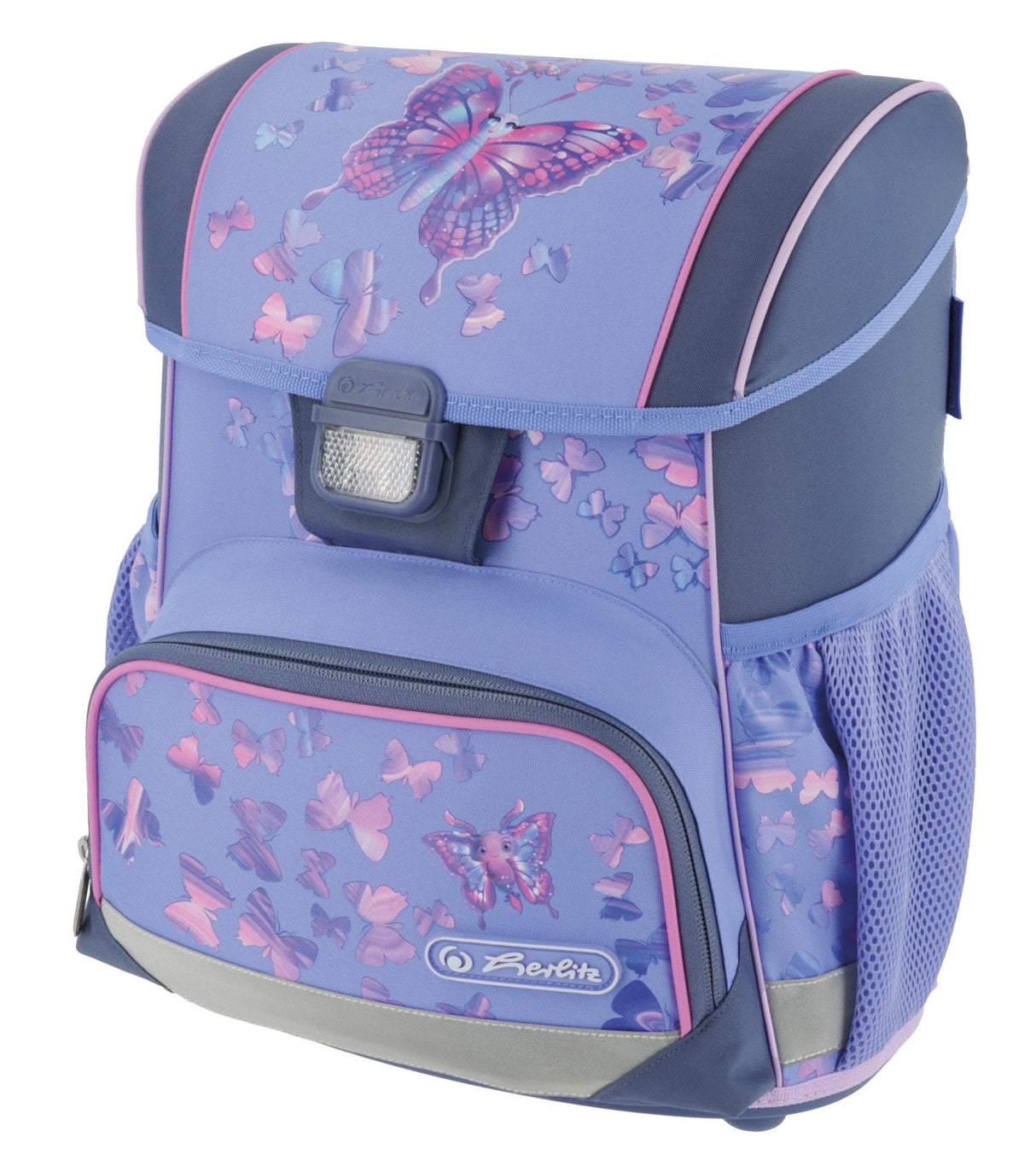 Herlitz Loop Plus Butterfly Paradise Juego De Mochila Escolar Chica Poliéster Lila, Rosa