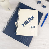 Milan Serie 1918 Cuaderno Espiral Formato A5 Cuadricula 5x5mm - 80 Hojas De 95 Gr/M2 - Microperforado, 2 Taladros -