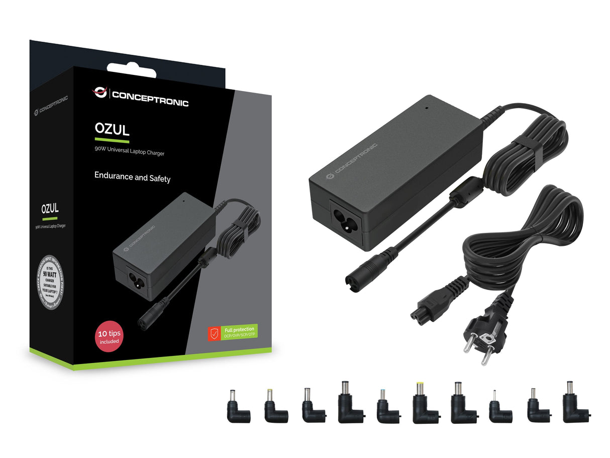 Conceptronic Ozul08b10 10 Tips Universal Notebook Adapter 90w