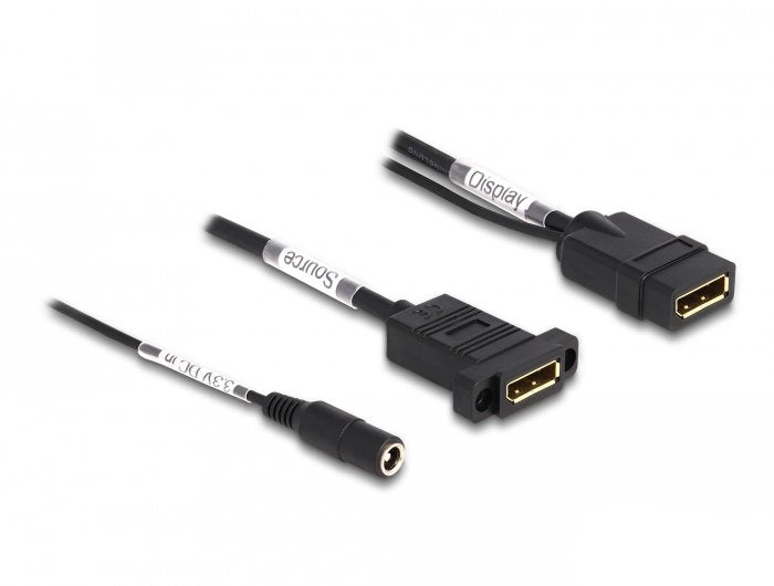 Delock Displayport Cable 4k 60 Hz Mit Dc Einspeisung 2,1 X 5,5 Mm 0,30 M Zum Einbau