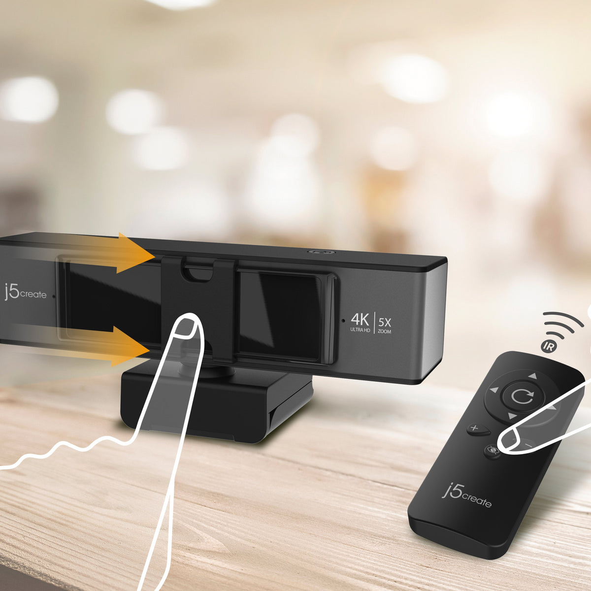 J5create Jvcu435-N Cámara Web Usb 4k Ultra Hd Con Control Remoto Con Zoom Digital De 5x