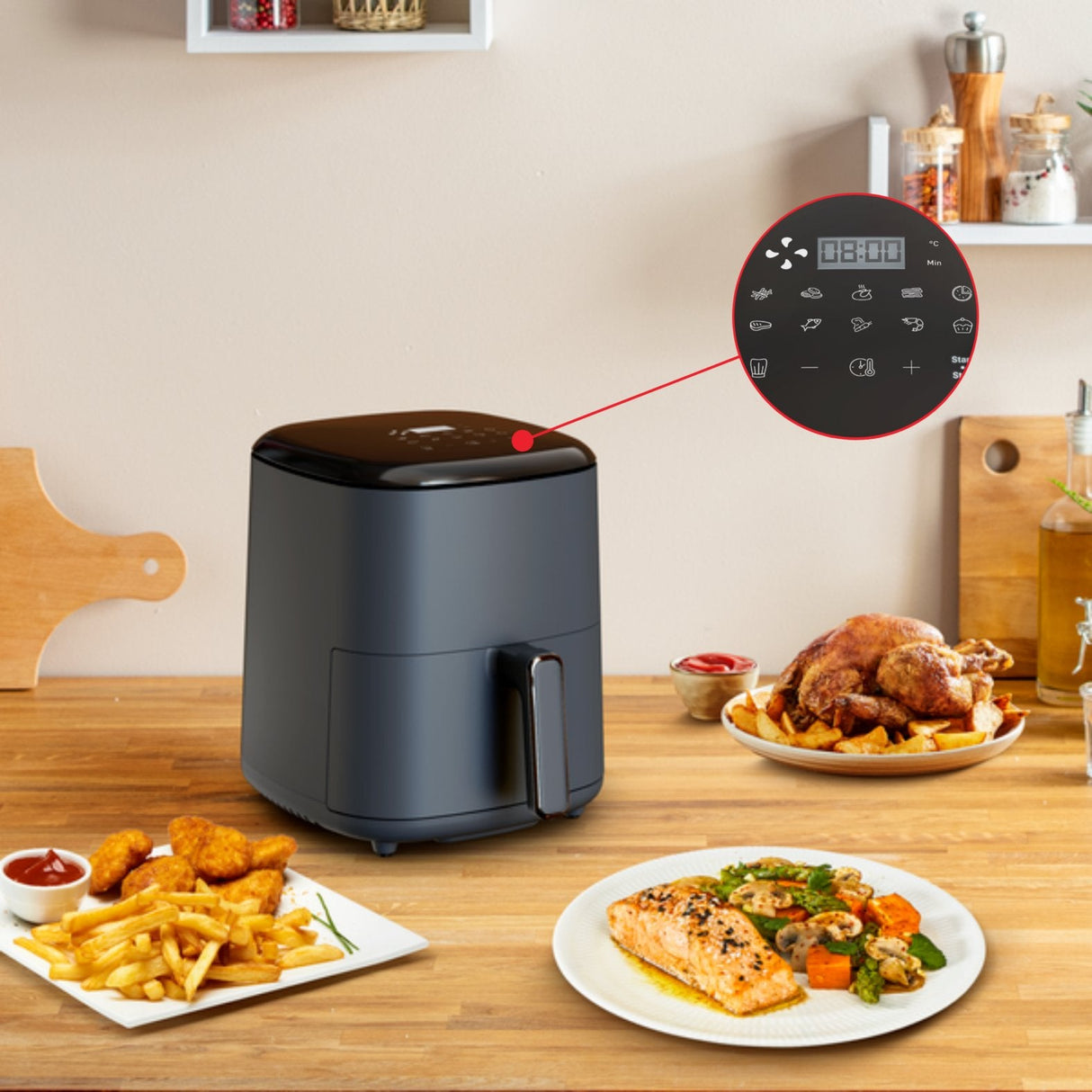 Freidora De Aire Tefal Easy Fry Max Ey245b Sencillo 5 L Independiente 1500 W  Caliente Gris