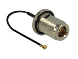 Delock 89430 Antena Cable N Mampara Hembra A I-Pex Inc., Mhf® I Macho 1.37 13 Cm Longitud De Hilo 22 Mm A Prueba De Salpicaduras