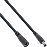 Cable De Extensión De Cc Inline, Enchufe De Cc Macho/Hembra 5,5x2,1 Mm, Awg 18, Negro, 1 M