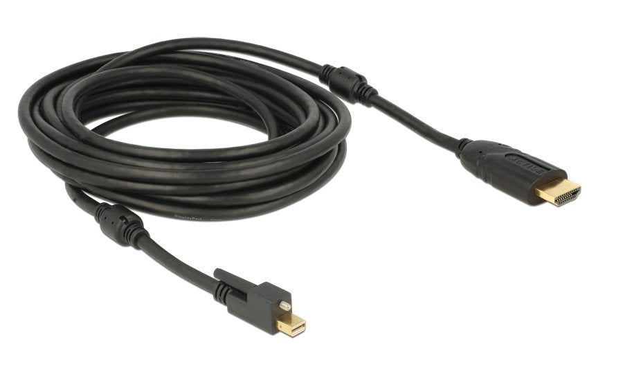 Delock Cable Mini Displayport 1.2 Macho Con Tornillo  Hdmi Macho 4k Activo Negro 5 M