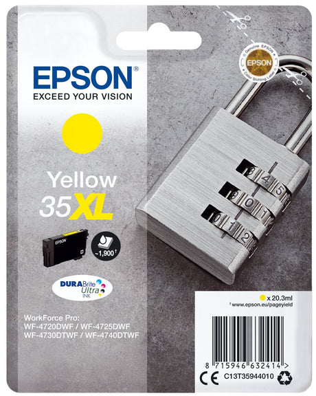 EAN 8715946632414 - Epson Padlock C13T35944010 cartucho de tinta 1 pieza(s) Original Alto rendimiento (XL) Amarillo imagen 1