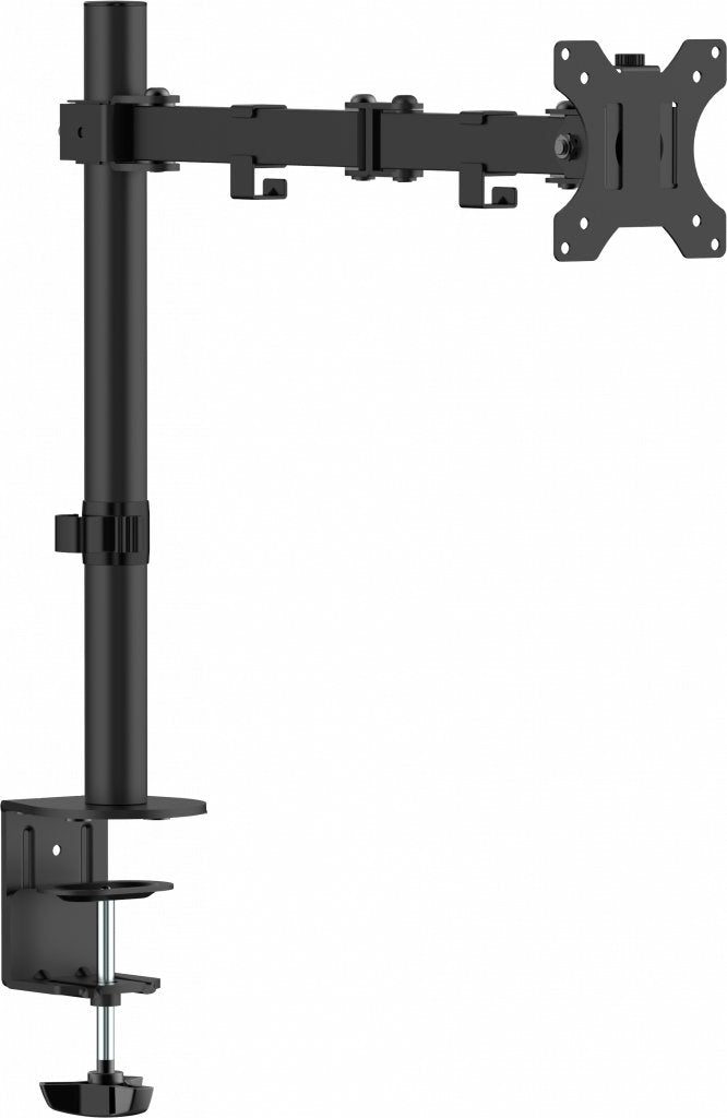 Soporte De Poste De Mesa Para Monitores De Visionnegrosujecin De Montaje En Mesa, Que Incluye Arandela Y Abrazadera Para Fijarlo A La Superficie De Una Mesa. Es Apto Para Pantallas Planas De 13-32" Con Patrones Vesa De 75 X 75 O 100 X 100,