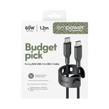 EAN 5715685027611 - PanzerGlass empower by ® Racing 60W USB-C to USB-C Cable | USB 2.0 | 1.2M | Space Black cable USB Negro imagen 3