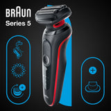 Braun Series 5 51-R1200s Afeitadora Máquina De Afeitar De Láminas Recortadora Negro, Rojo